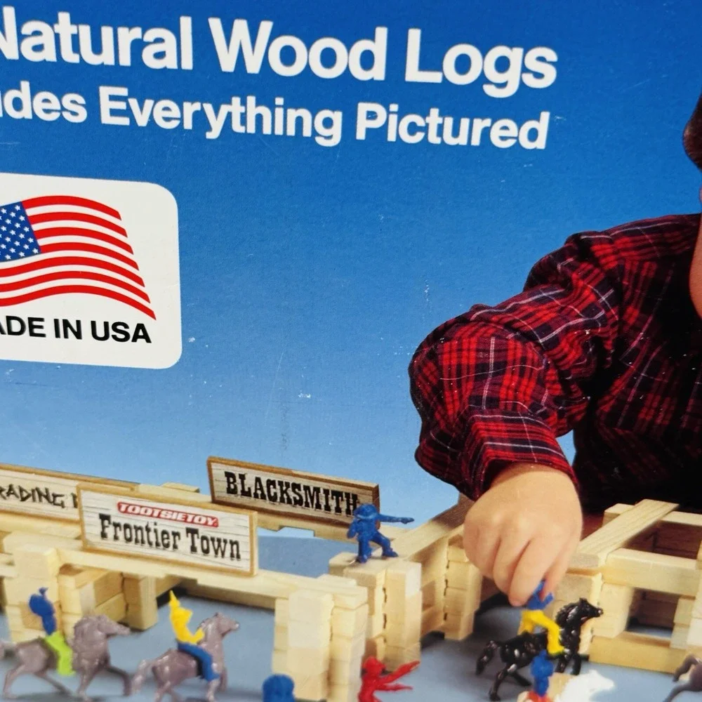 Tootsietoy Frontier Town Logs W/ Cowboy & Indian W/ Horses Lot Lincoln Logs‎